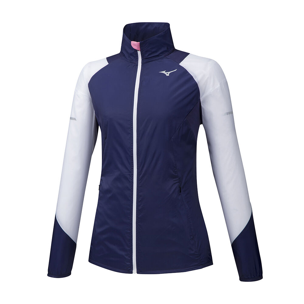 Casaco Mizuno Running Aero WindTop - Mulher - Roxo/Branco - ZGXHW5486